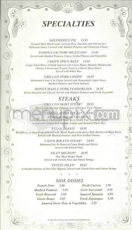 Cheesecake Factory - San Francisco, CA menu_pic