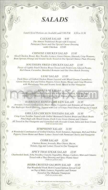 Cheesecake Factory - San Francisco, CA menu_pic