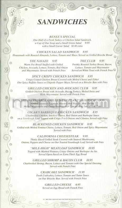 Cheesecake Factory - San Francisco, CA menu_pic