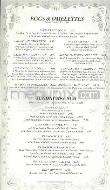 Cheesecake Factory - San Francisco, CA menu_pic