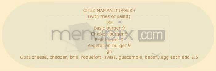 Chez Maman - San Francisco, CA menu_pic