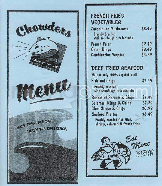 Chowder's - San Francisco, CA menu_pic