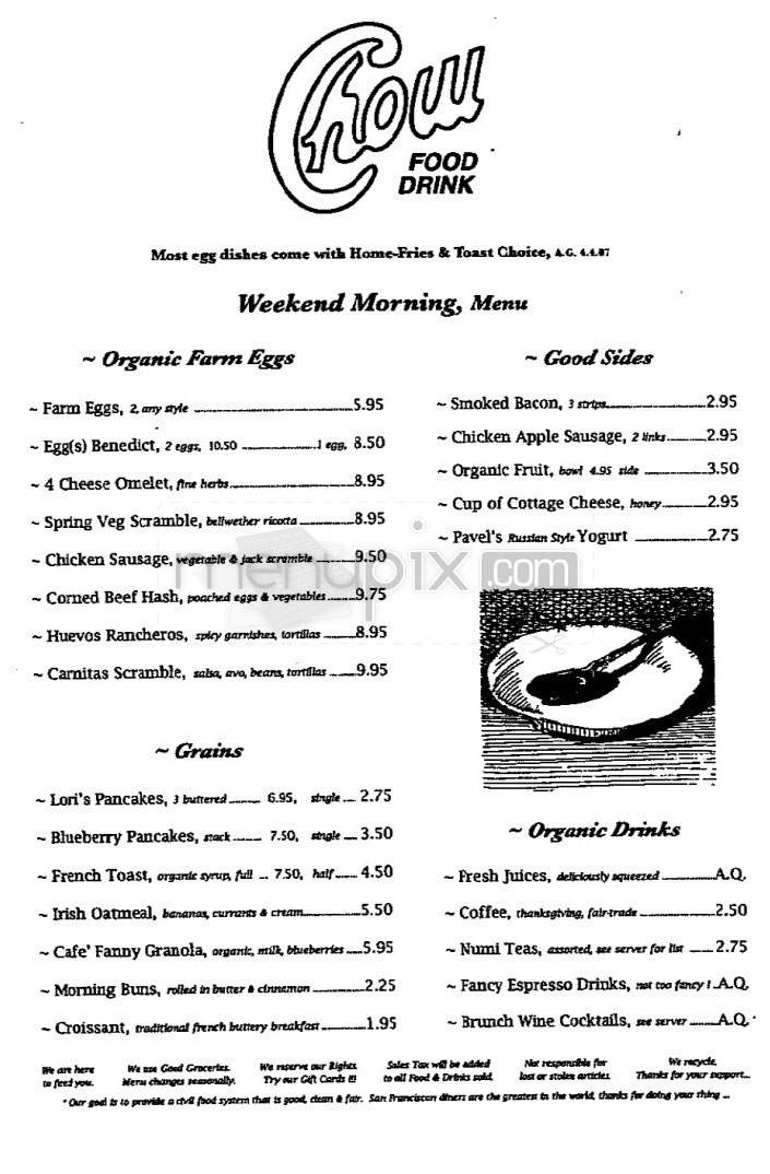 Chow - San Francisco, CA menu_pic
