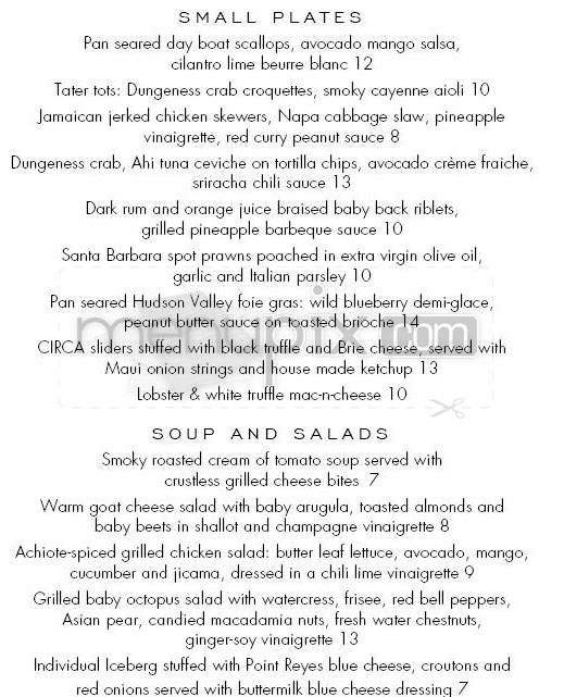 Circa - San Francisco, CA menu_pic
