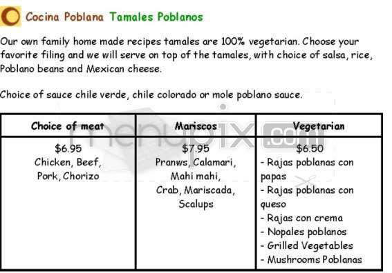 Cocina Poblana - San Francisco, CA menu_pic