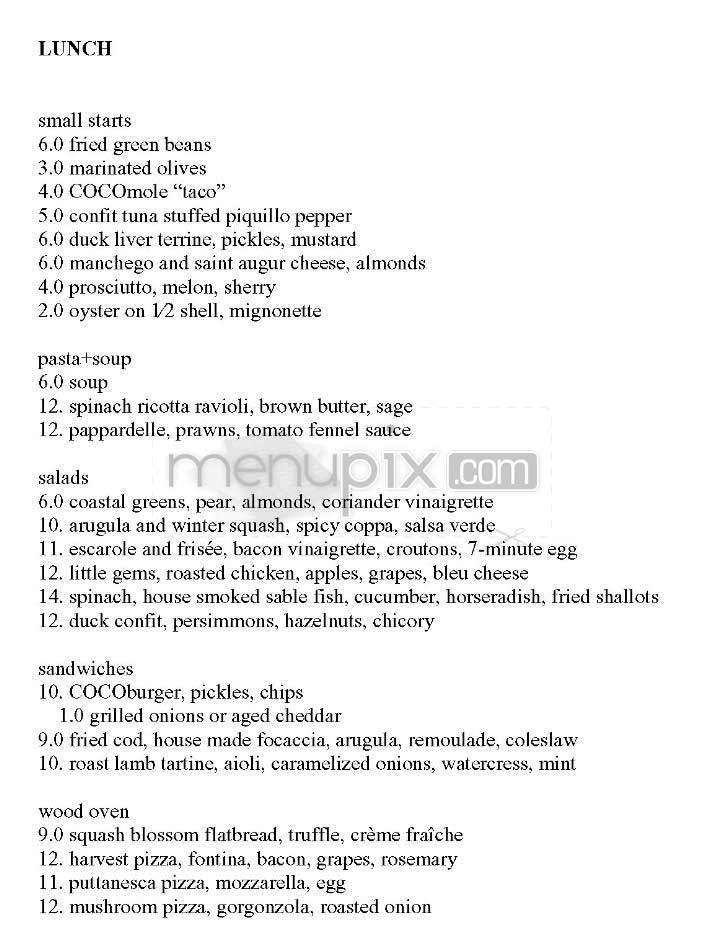 Coco 500 - San Francisco, CA menu_pic