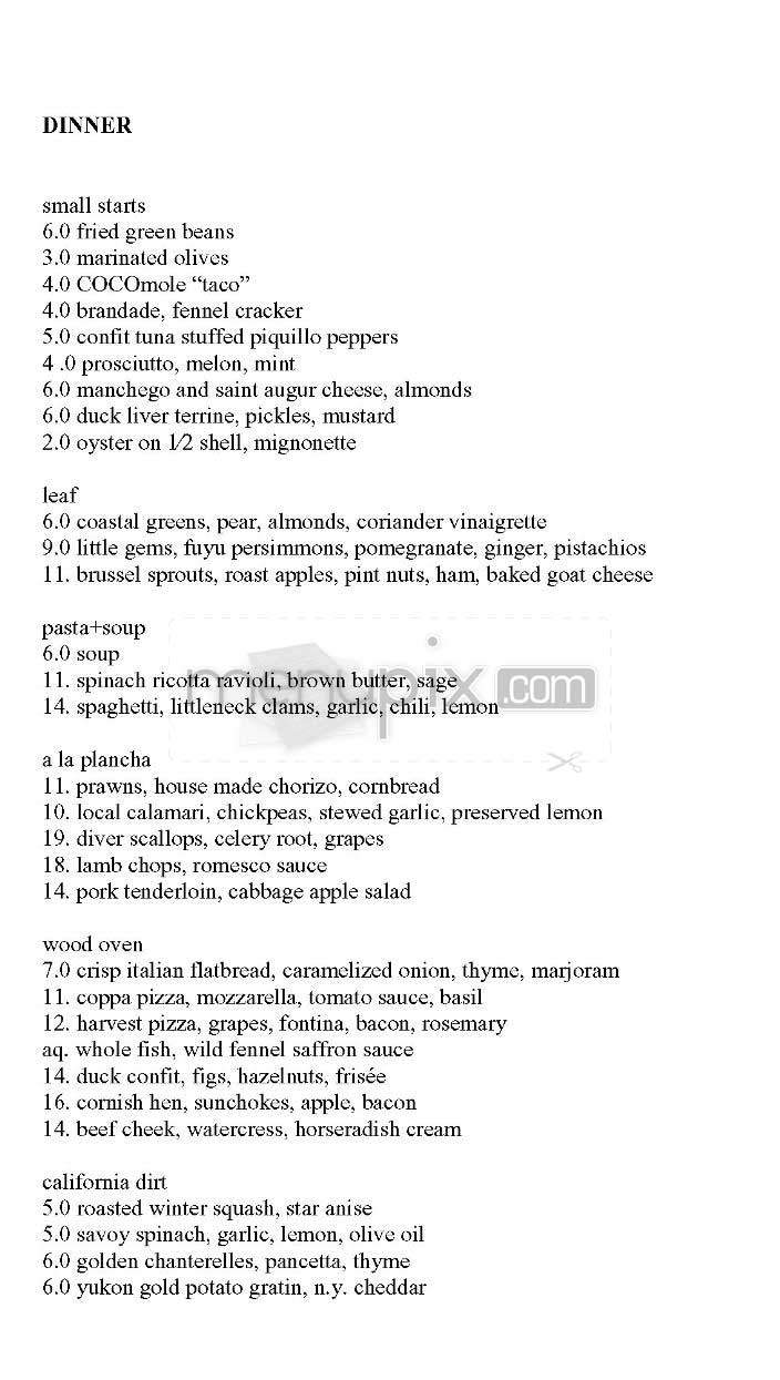 Coco 500 - San Francisco, CA menu_pic