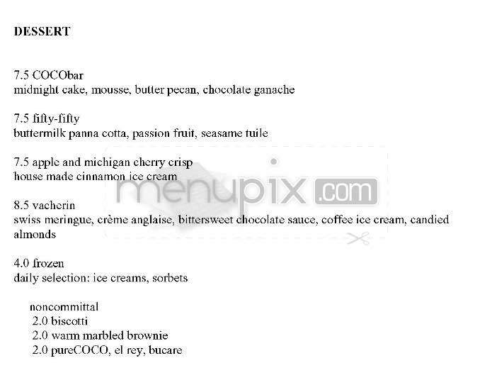 Coco 500 - San Francisco, CA menu_pic