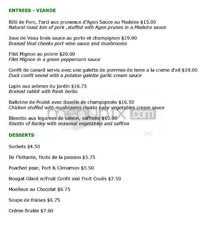 Cote Sud - San Francisco, CA menu_pic