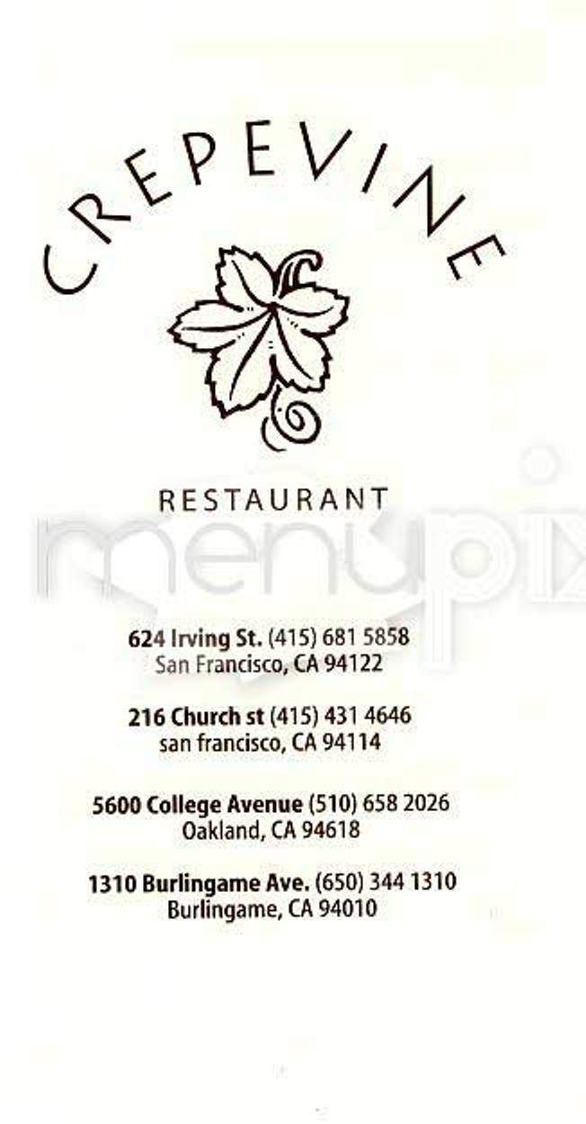 Crepe Vine - San Francisco, CA menu_pic