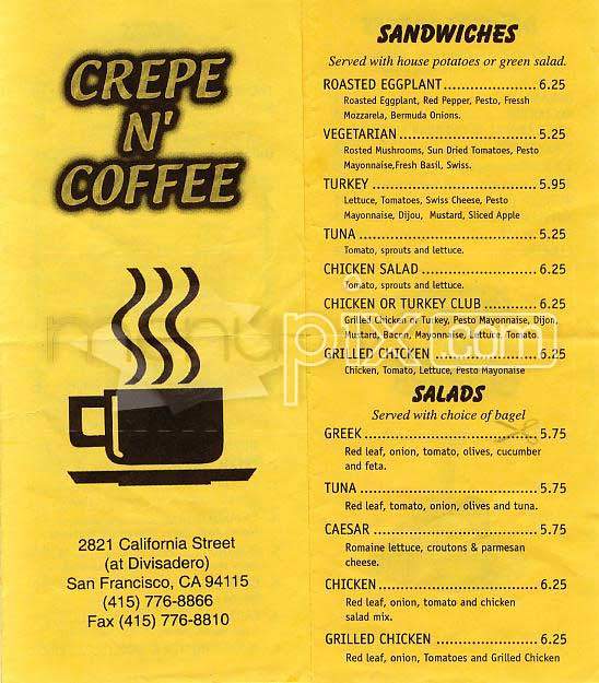 Crepe n' Coffee - San Francisco, CA menu_pic