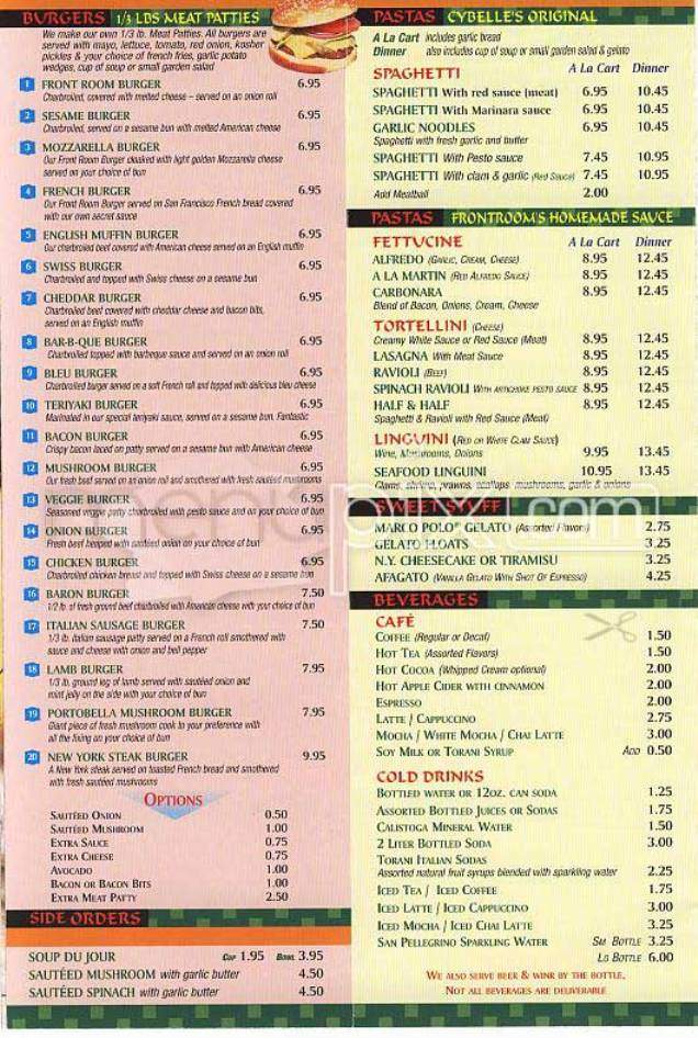 Cybelle's Front Room - San Francisco, CA menu_pic