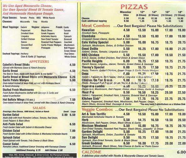 Cybelle's Pizza - San Francisco, CA menu_pic