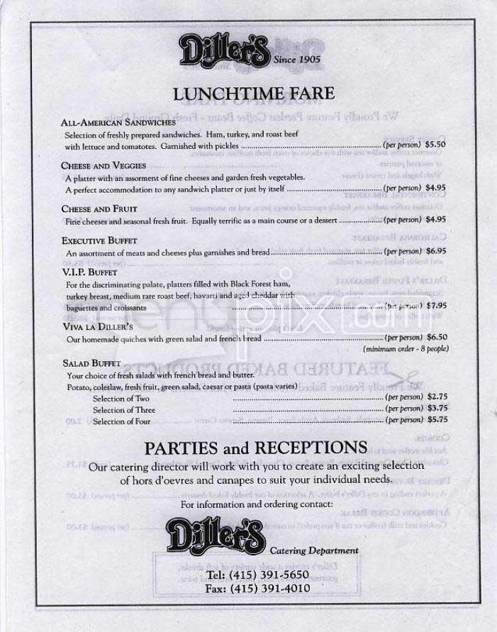Diller's - San Francisco, CA menu_pic