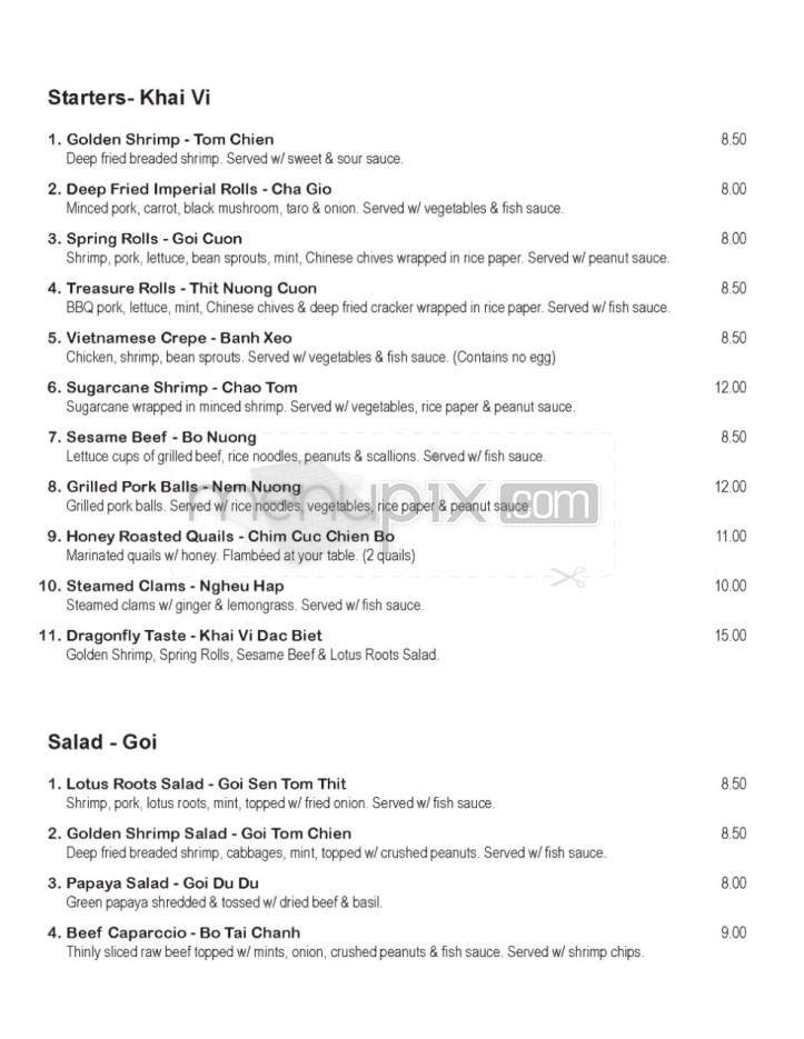Dragonfly Restaurant - San Francisco, CA menu_pic