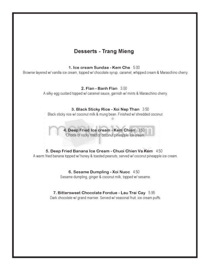 Dragonfly Restaurant - San Francisco, CA menu_pic