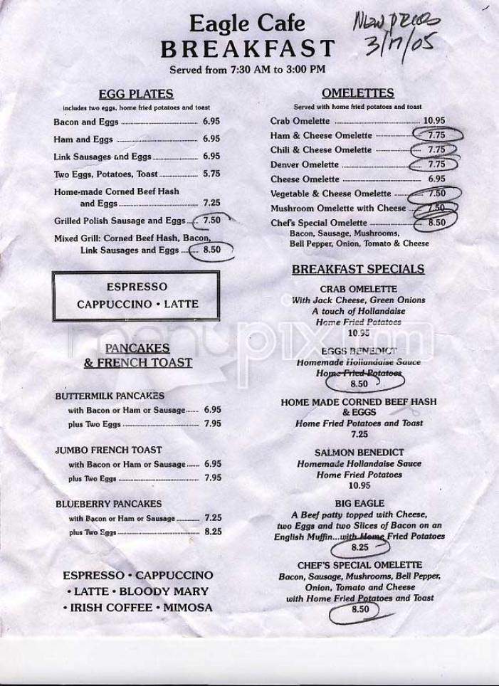 Eagle Cafe - San Francisco, CA menu_pic