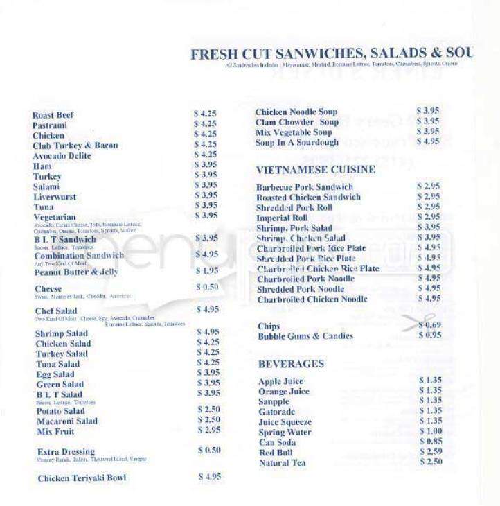 Einer's Diner - San Francisco, CA menu_pic