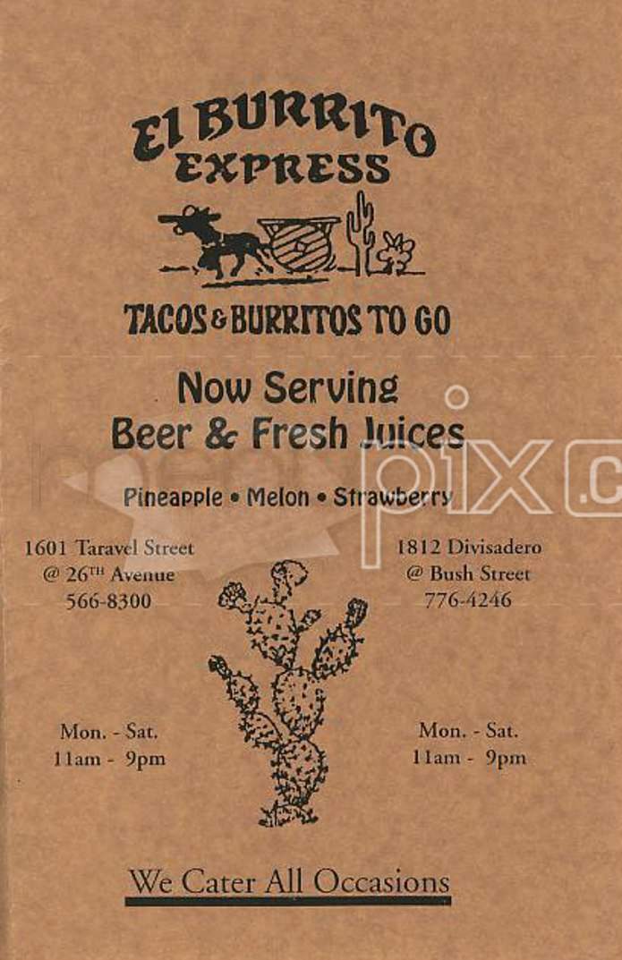 El Burrito Express - San Francisco, CA menu_pic