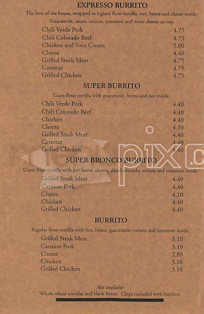 El Burrito Express - San Francisco, CA menu_pic