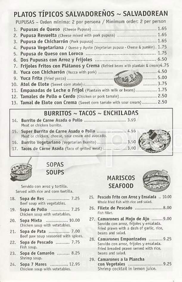 El Majahual Restaurant - San Francisco, CA menu_pic