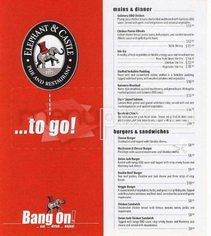 Elephant & Castle - Glenview, IL menu_pic