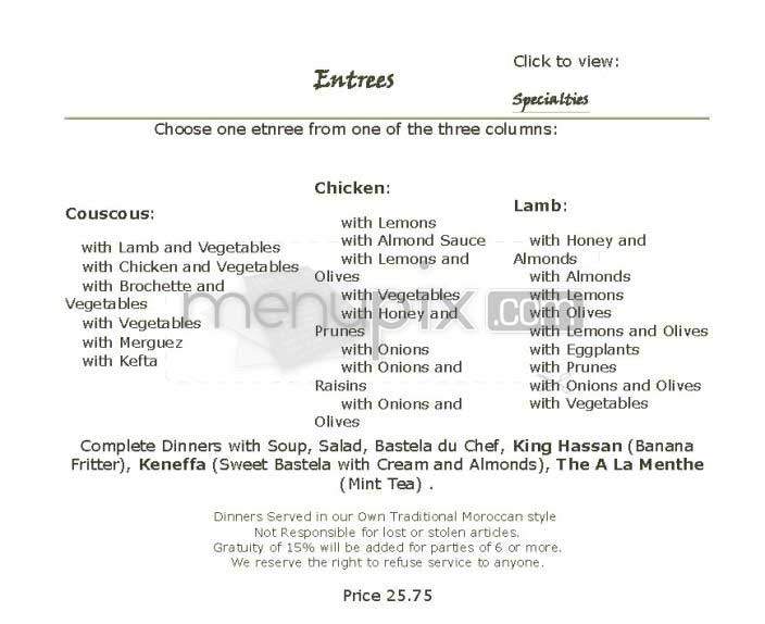El Mansour - San Francisco, CA menu_pic