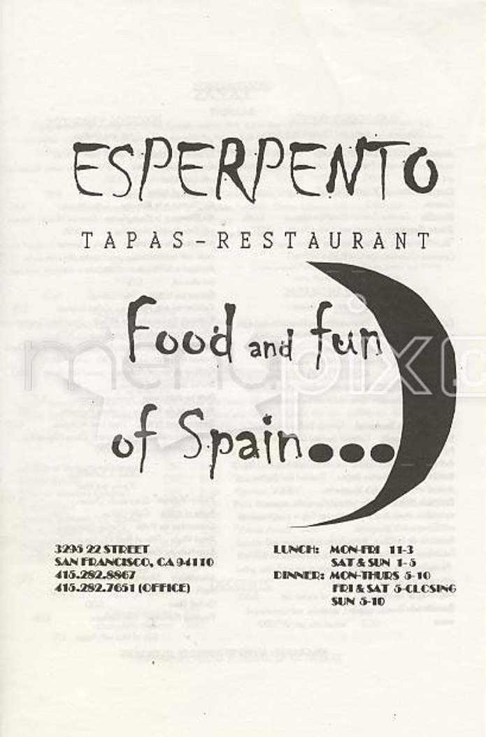 Esperpento Restaurant - San Francisco, CA menu_pic