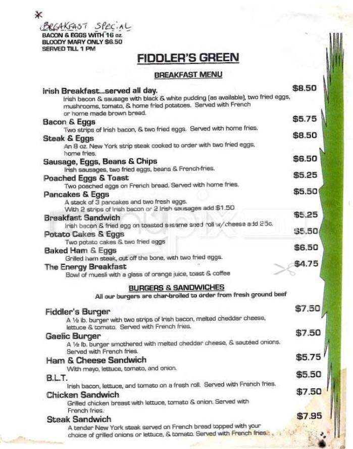 Fiddler's Green - San Francisco, CA menu_pic