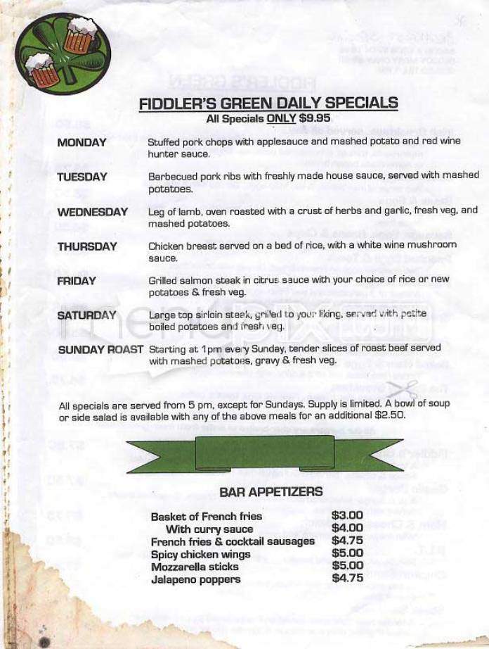 Fiddler's Green - San Francisco, CA menu_pic