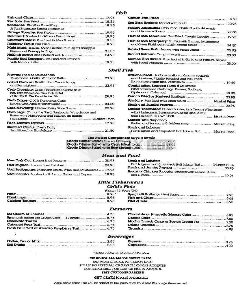 Fisherman's Grotto - San Francisco, CA menu_pic