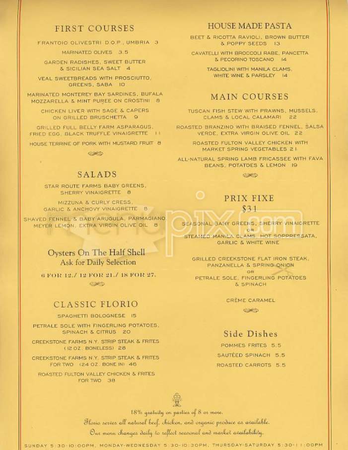 Florio Bar & Cafe - San Francisco, CA menu_pic