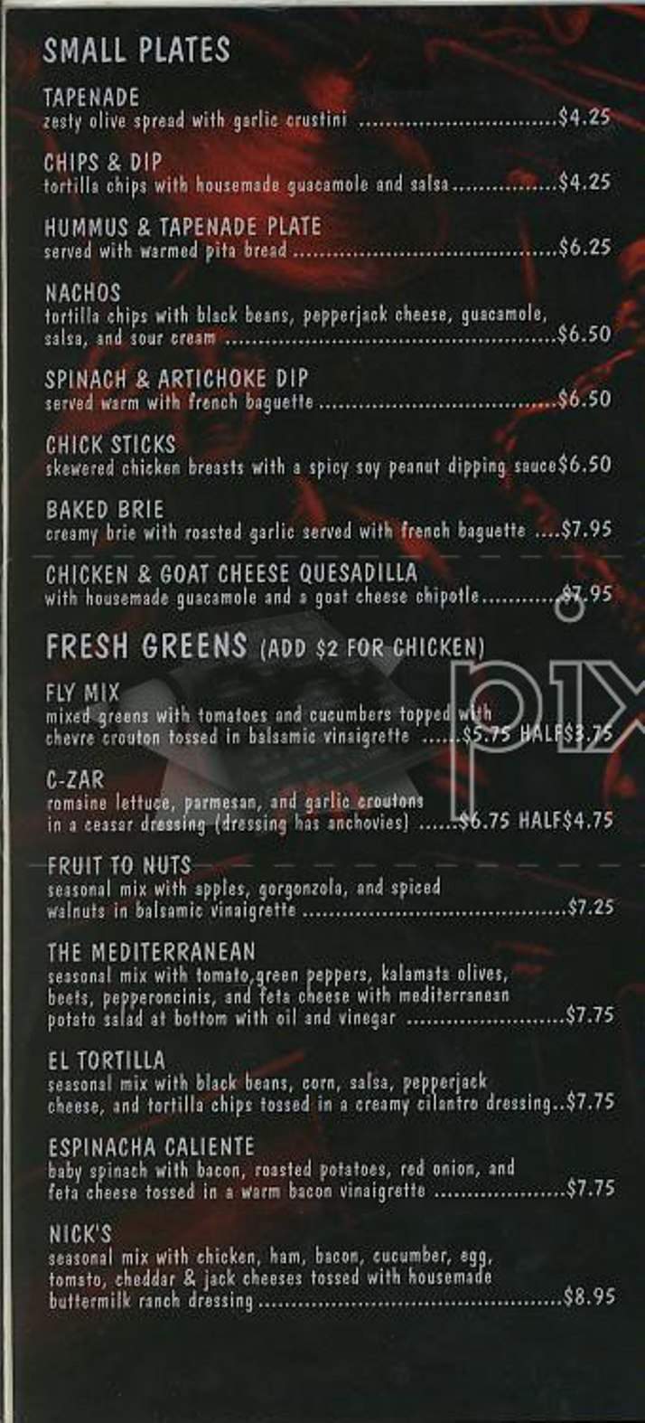 Fly - San Francisco, CA menu_pic