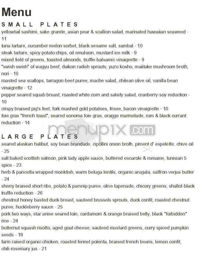 Frisson - San Francisco, CA menu_pic