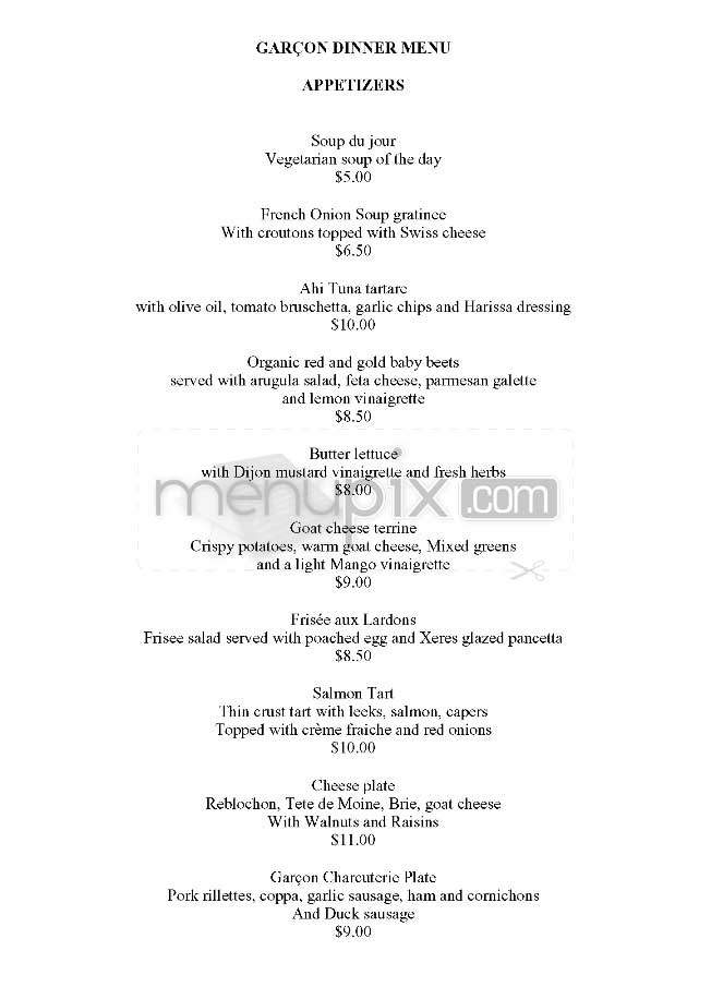 Garcon - San Francisco, CA menu_pic