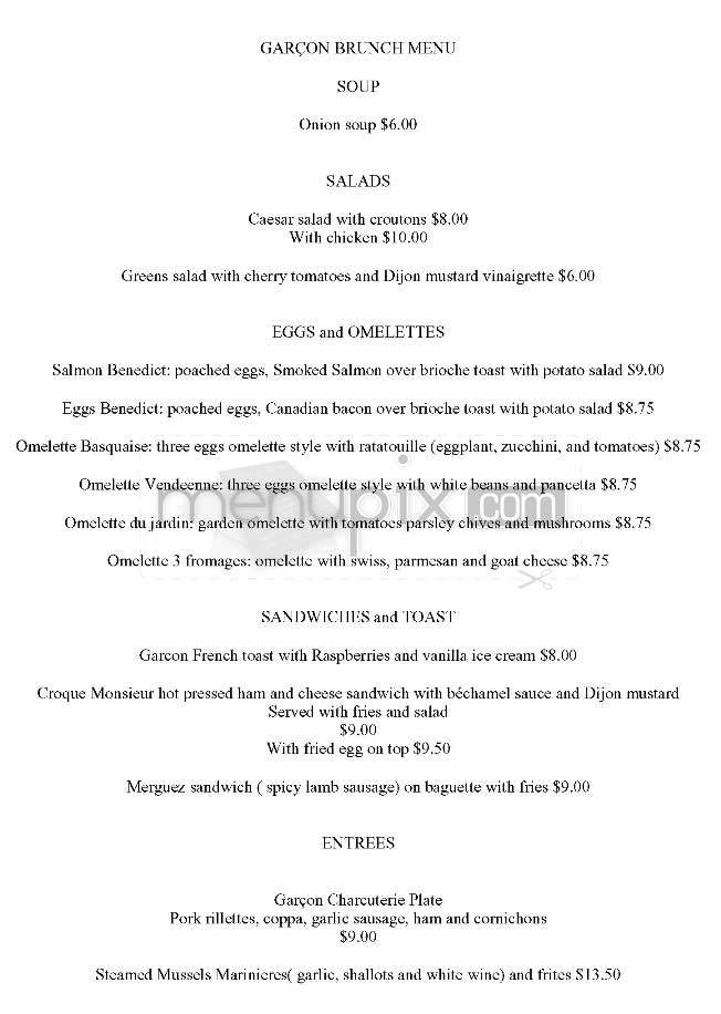 Garcon - San Francisco, CA menu_pic