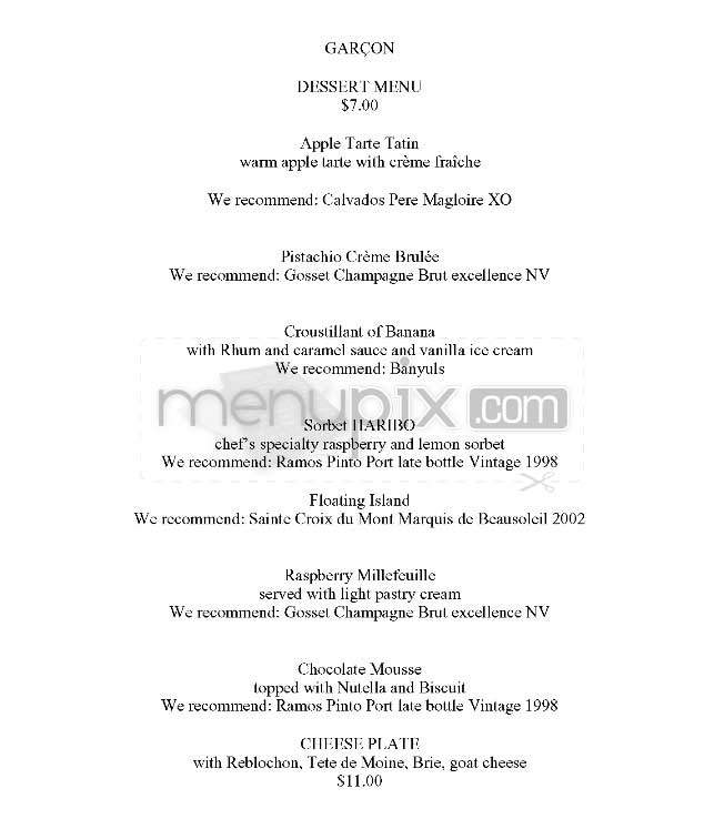 Garcon - San Francisco, CA menu_pic