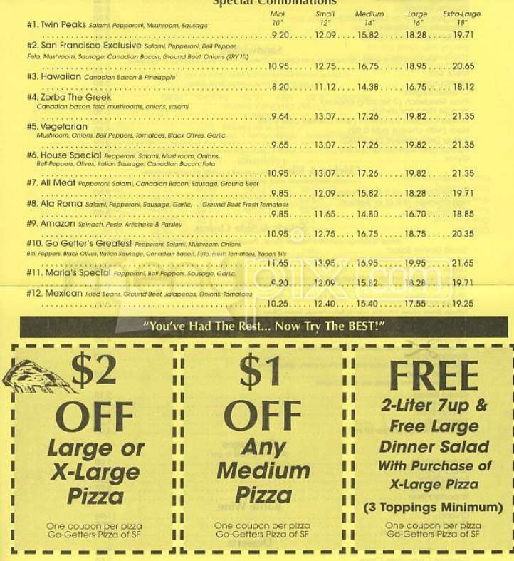 Go Getters Pizza - San Francisco, CA menu_pic