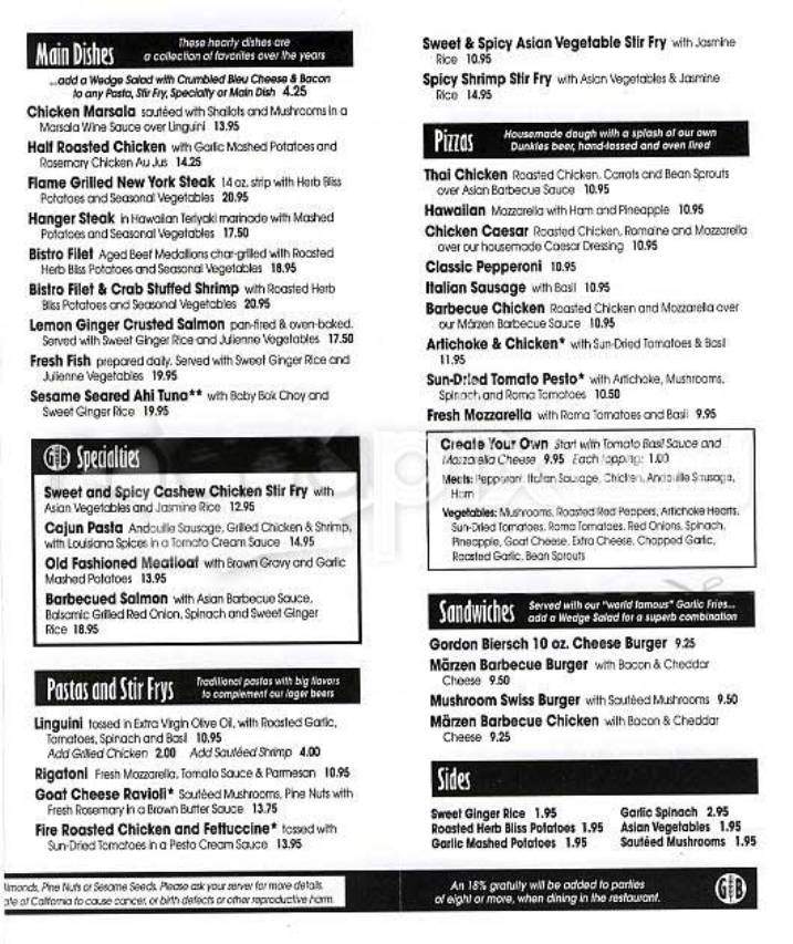 Gordon Biersch - San Francisco, CA menu_pic