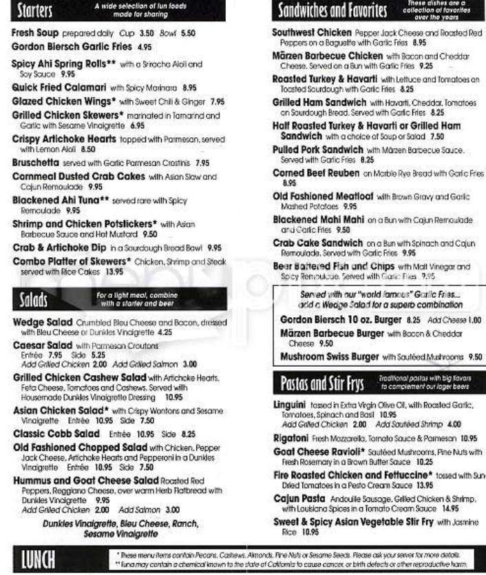 Gordon Biersch - San Francisco, CA menu_pic