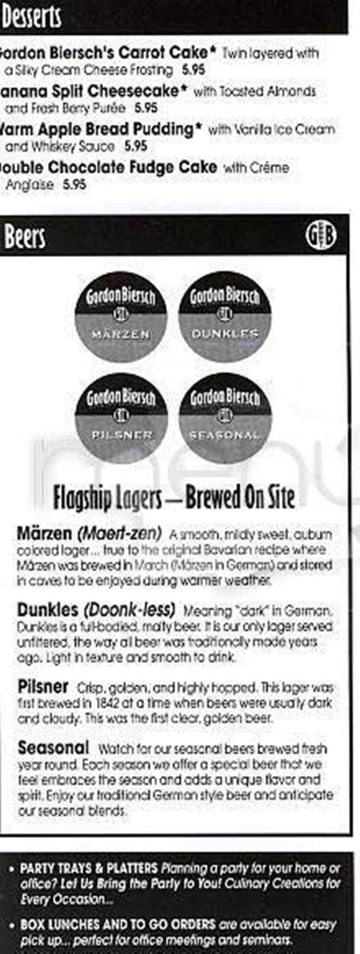 Gordon Biersch - San Francisco, CA menu_pic