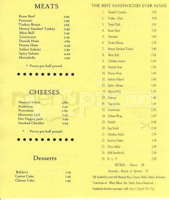 Handy Delicatessen - San Francisco, CA menu_pic