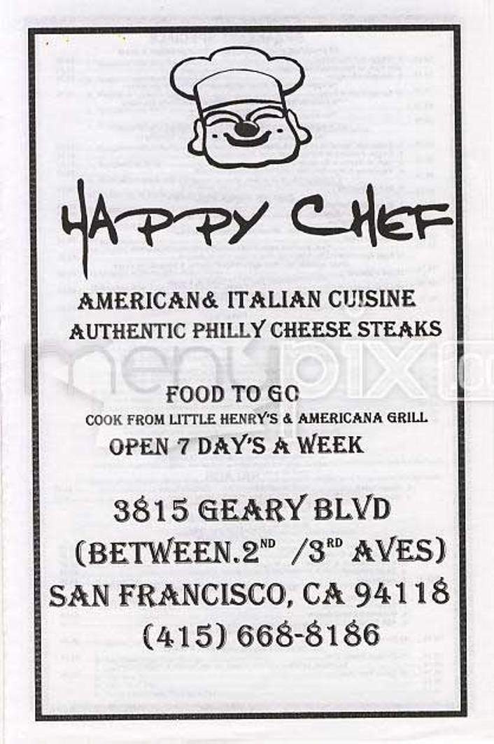 Happy Chef - San Francisco, CA menu_pic