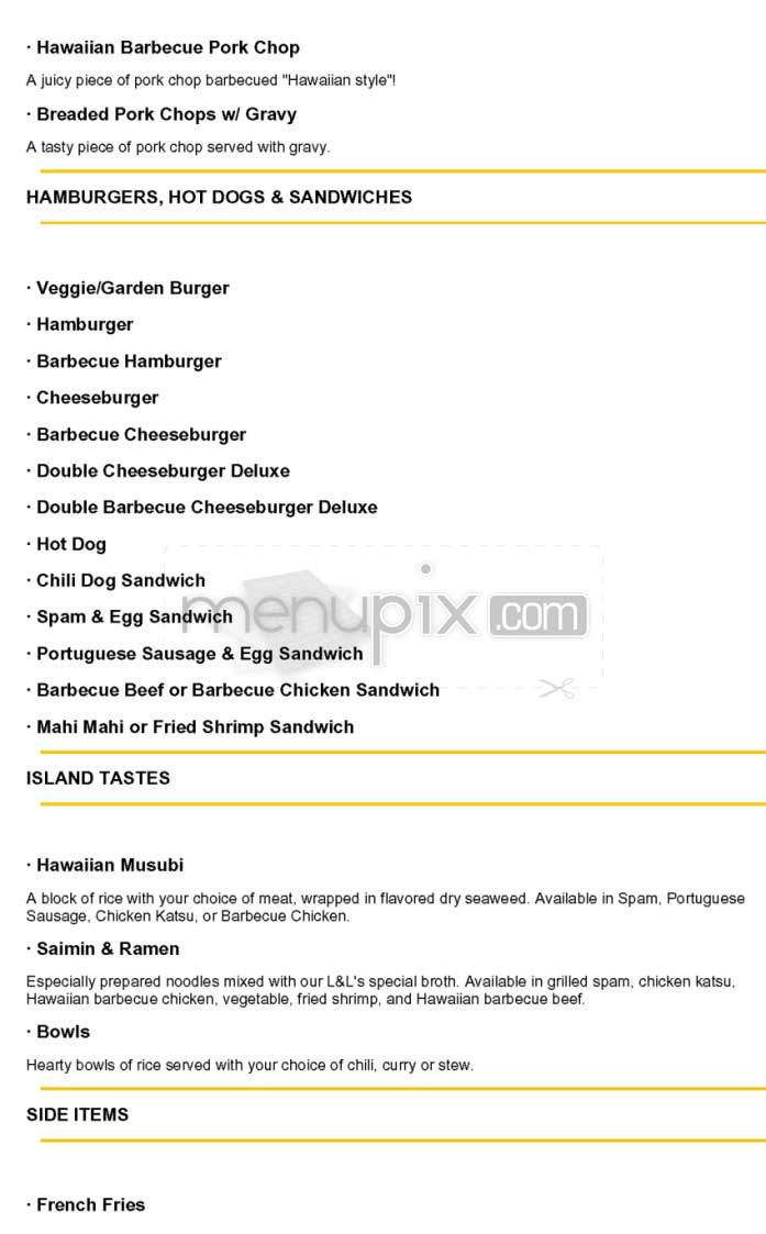 L&L Hawaiian Barbecue - Colorado Springs, CO menu_pic