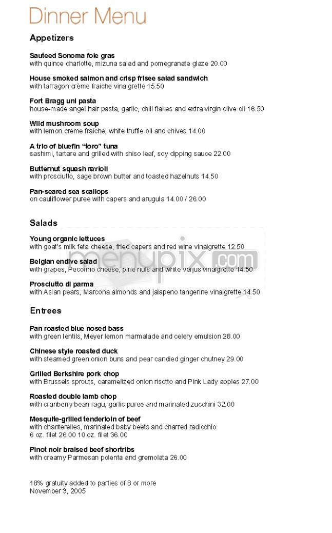 Hawthorne Lane - San Francisco, CA menu_pic