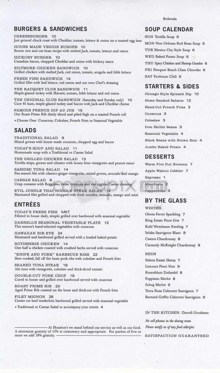 Houston's - San Francisco, CA menu_pic