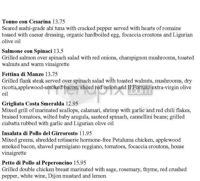 Il Fornaio - Mountain View, CA menu_pic