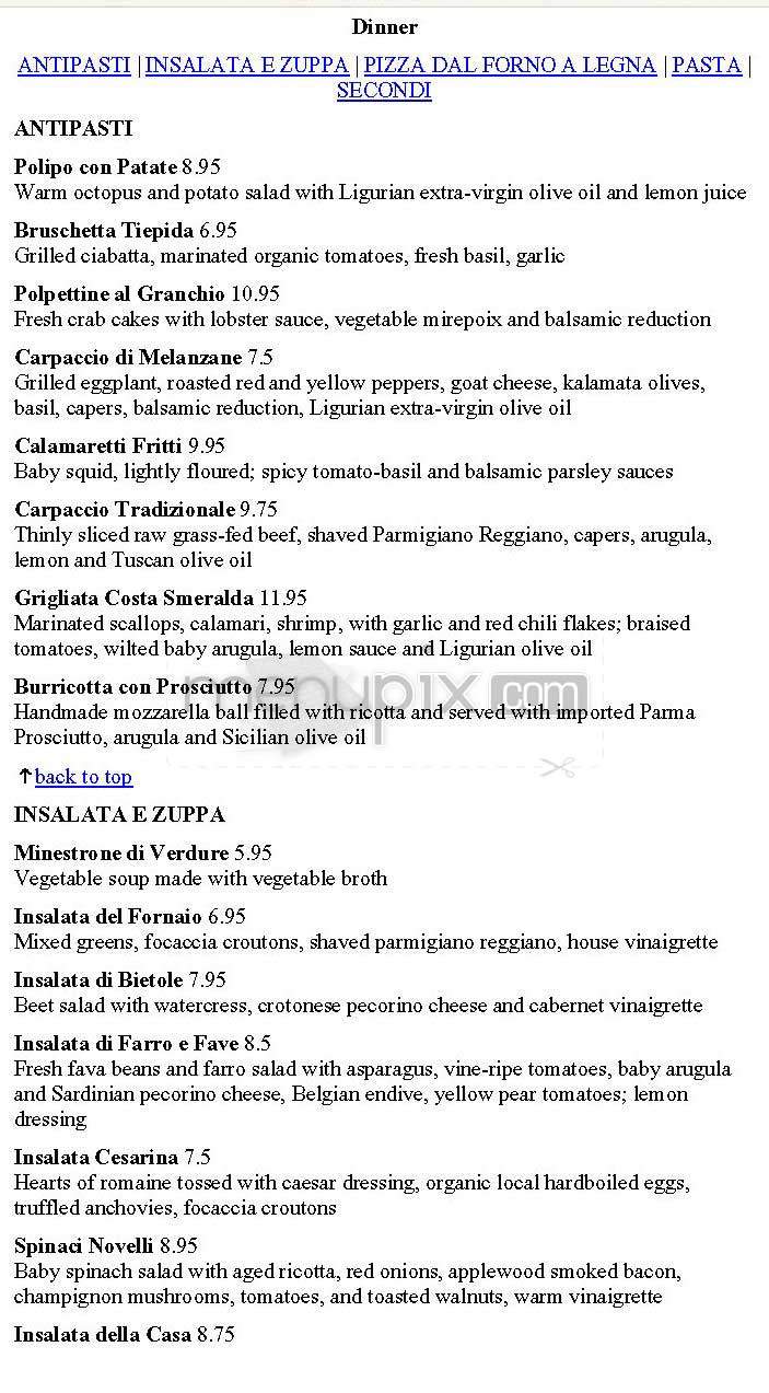 Il Fornaio - Mountain View, CA menu_pic