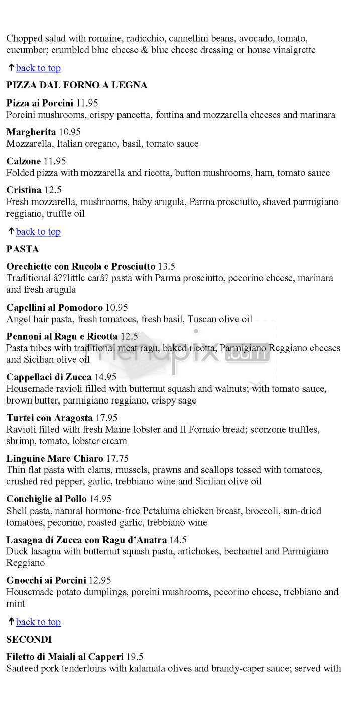 Il Fornaio - Mountain View, CA menu_pic