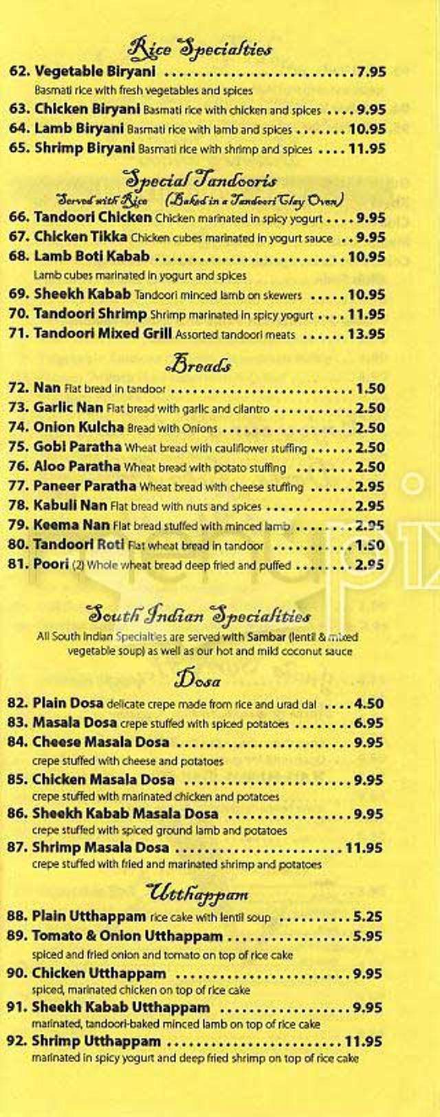 Kennedy's Pub Curry House - San Francisco, CA menu_pic